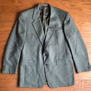 Vintage Hart Schaffner & Marx 42L Pure Wool Blazer Houndstooth Tweed Academia